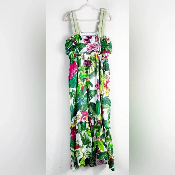 Persifor Clementine Ruffled Midi Tropical Floral Sleeveless Dress size Large - Picture 6 of 13